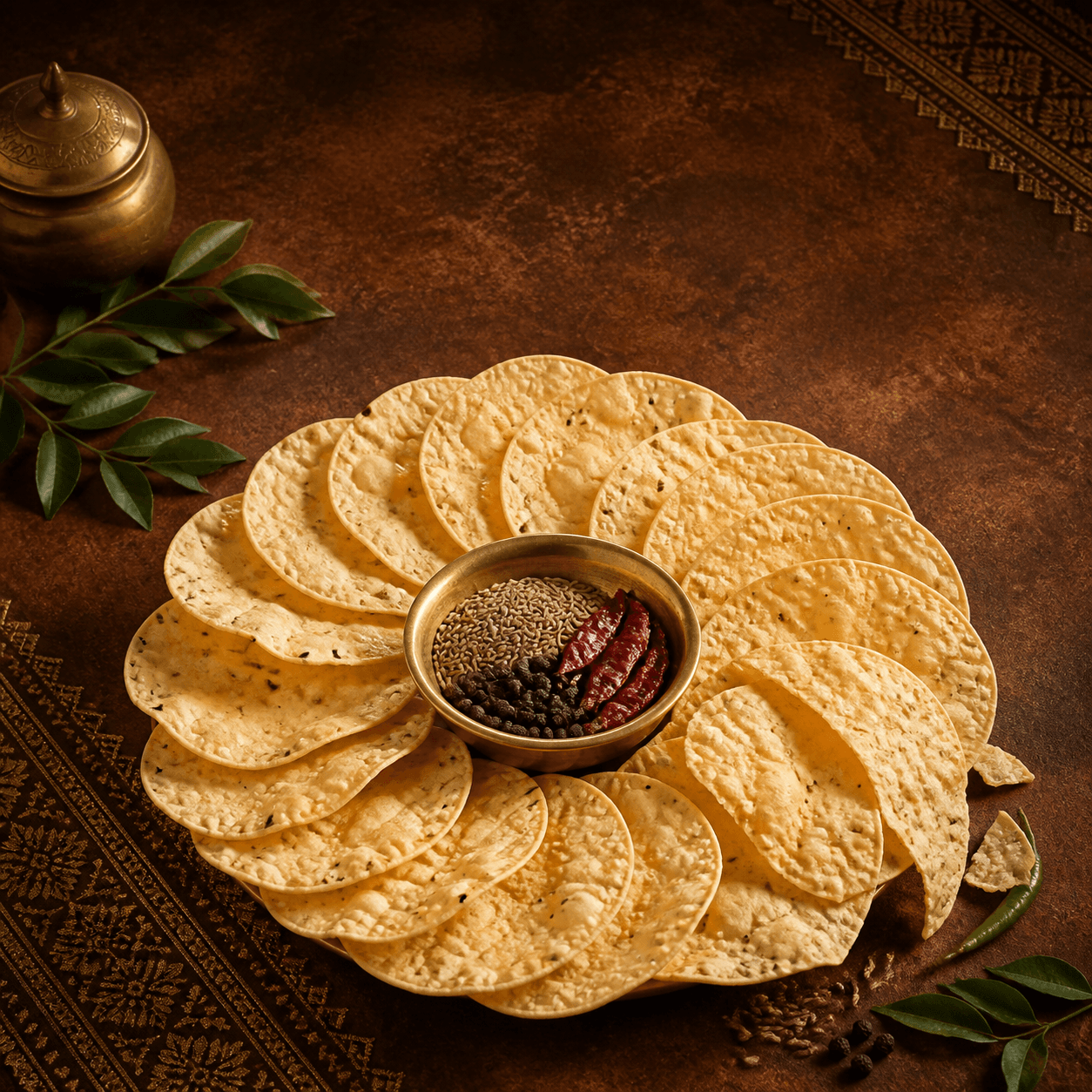 Aaswad Papad traditional crispy papad arranged with spices